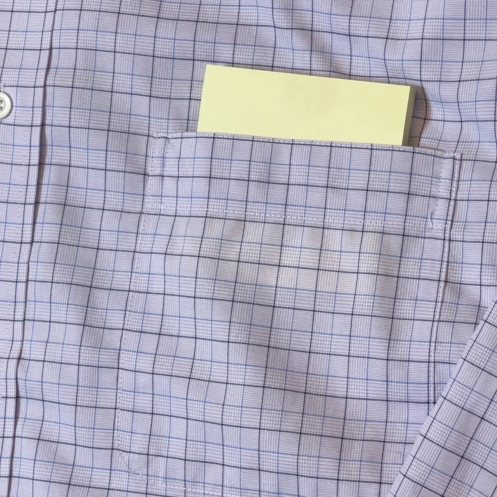 Jos A Bank Traveler Men'sTraditional Fit Lavender Check Shirt Size 16/34 - Picture 6 of 14